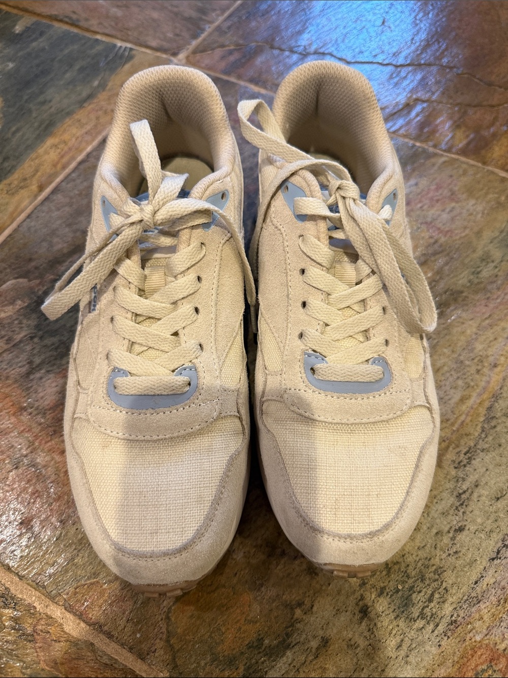 Reebok Women's Beige Canvas & Suede Low-Top Sneakers